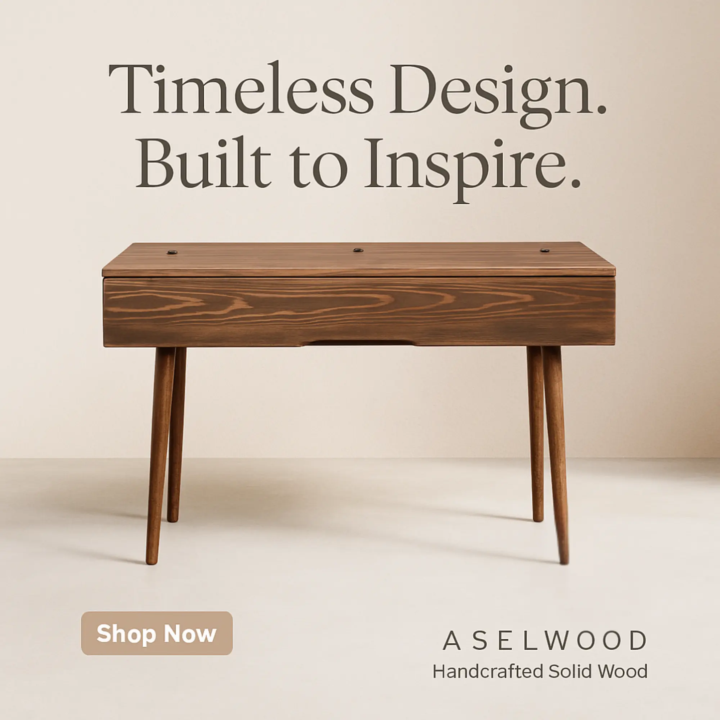 Mid-Century Modern Solid Wood Piano & Keyboard Stand – Handmade Studio Furniture