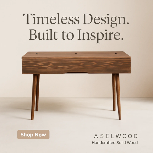 Mid-Century Modern Solid Wood Piano & Keyboard Stand – Handmade Studio Furniture